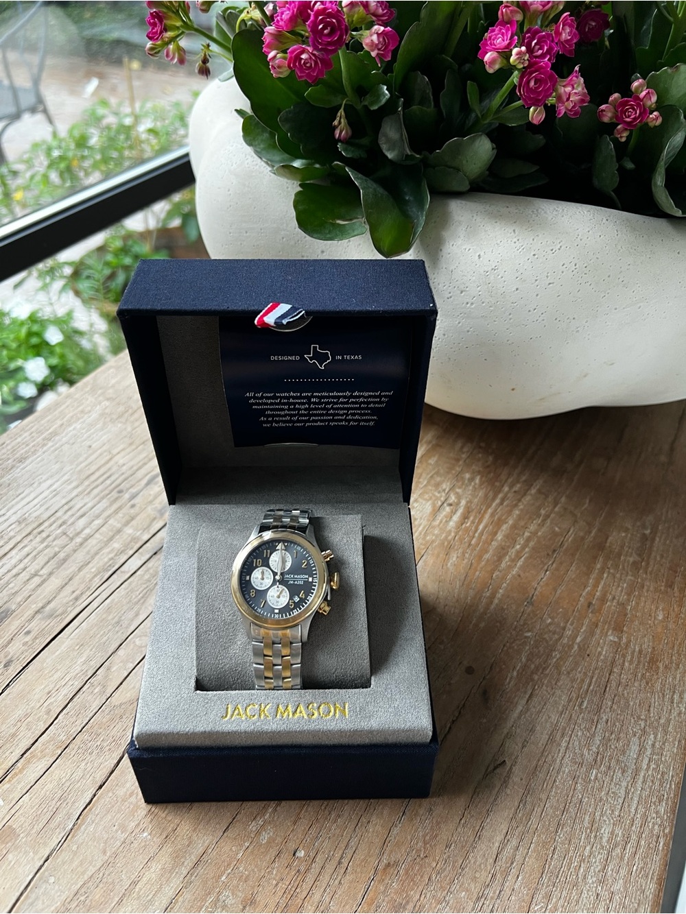 Jack Mason Women’s  Two-Tone Gold & Silver Chronograph Watch - Black Dial- New - Picture 3 of 10